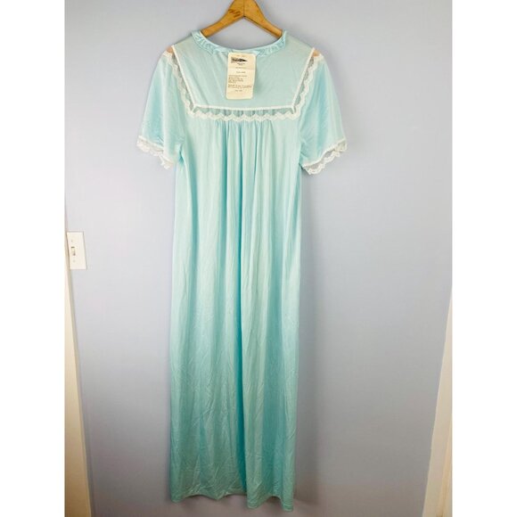 Vintage NWT Shadowline Nightgown with Lace Detail, Size Small, Light Blue - Picture 3 of 9